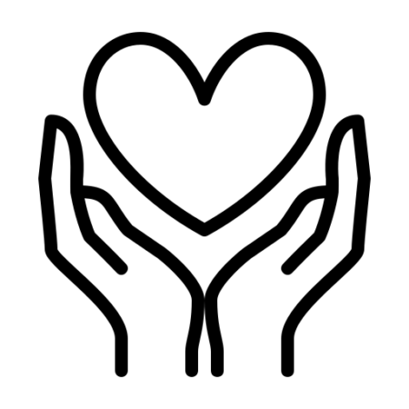 Icon of two hands cupped around a heart